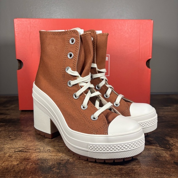 Converse Chuck 70 De Luxe Heel Hi Platform A05253C Women’s Size 5.5 Tawny Owl - Picture 1 of 9